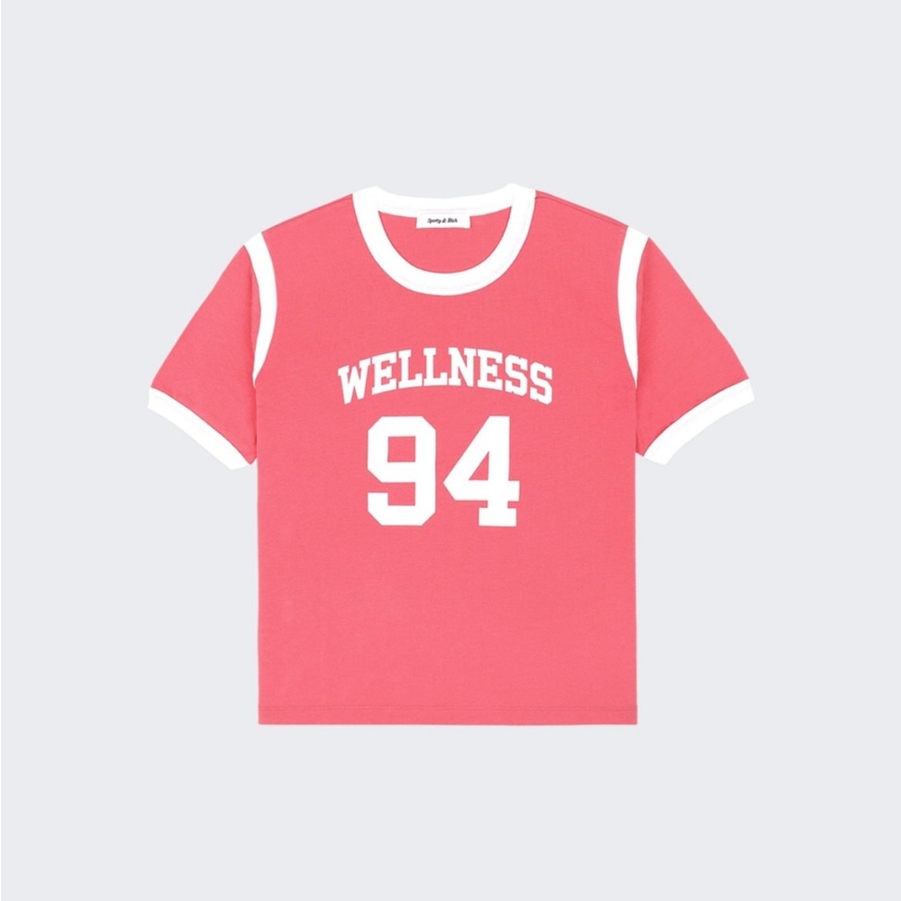 Sporty & Rich Pink and White Short Sleeve Tee size Large
